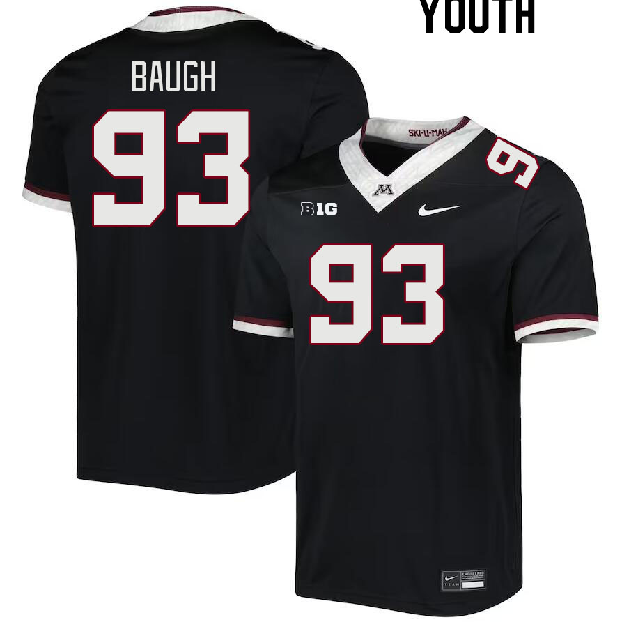 Youth #93 Kyler Baugh Minnesota Golden Gophers College Football Jerseys Stitched-Black